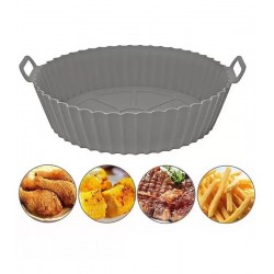 Forma Silicone 20x6cm Redonda Protetor Air Fryer Cinza